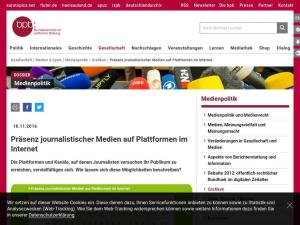 Cover: Präsenz journalistischer Medien auf Plattformen im Internet