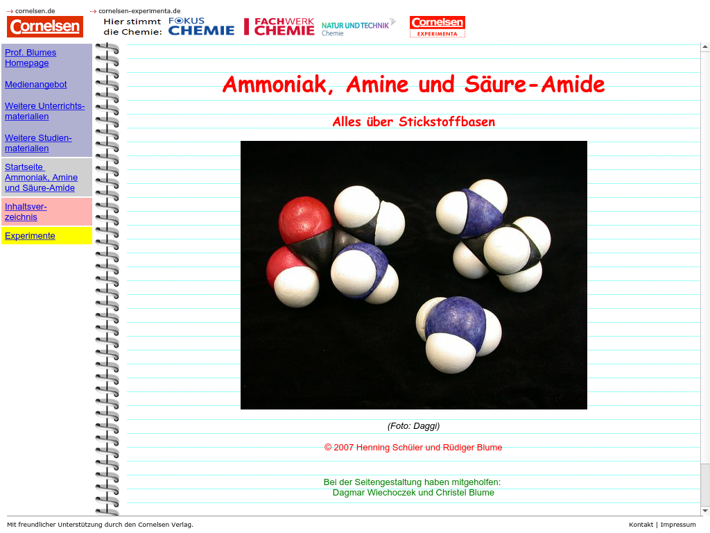 Prof. Blumes Medienangebot: Ammoniak, Amine und Säure-Amide