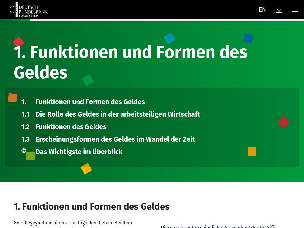 Cover: Funktionen und Formen des Geldes - Geld und Geldpolitik - Deutsche Bundesbank