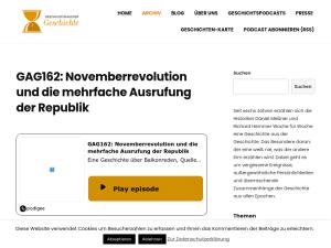 Cover: GAG162: Novemberrevolution und die mehrfache Ausrufung der Republik - Geschichten aus der Geschichte