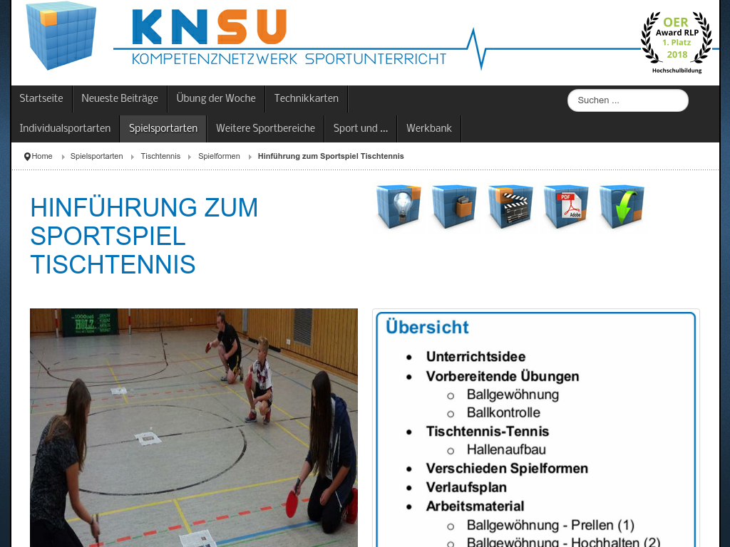Cover: KNSU - Hinführung zum Sportspiel Tischtennis