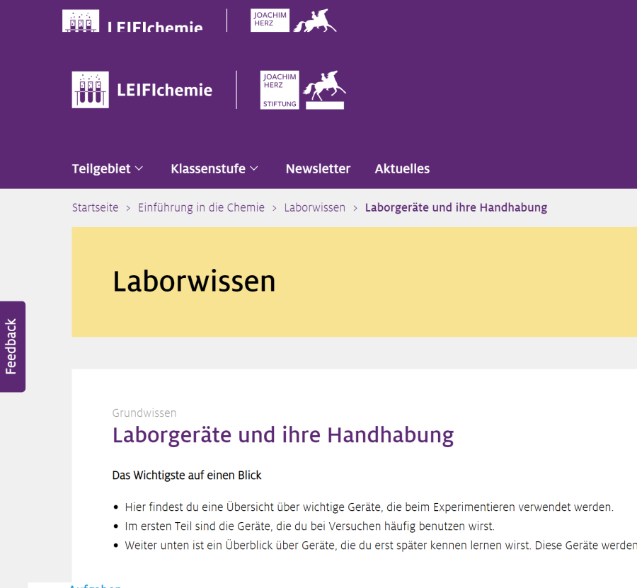 Cover: Laborgeräte und ihre Handhabung | LEIFIchemie
