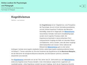 Cover: Kognitivismus – Online Lexikon für Psychologie und Pädagogik