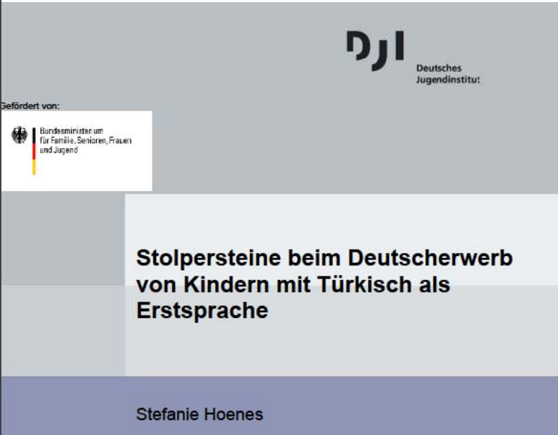 Cover: Stolpersteine beim Deutscherwerb von Kindern mit Türkisch als Erstsprache