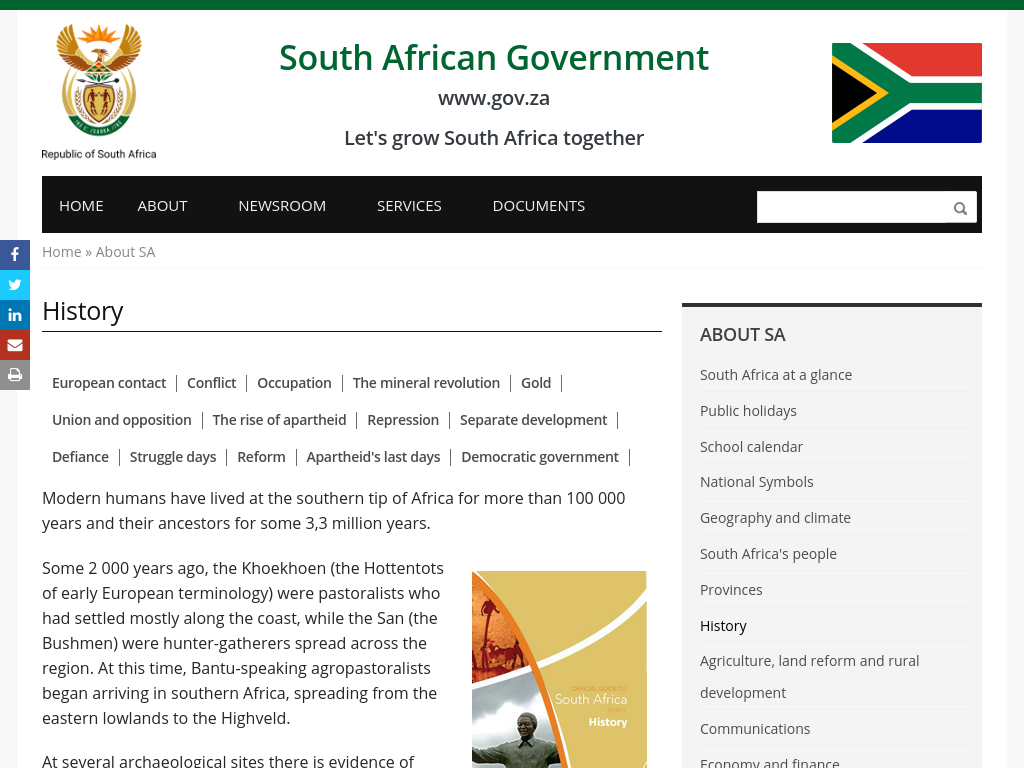 Cover: History | South African Government