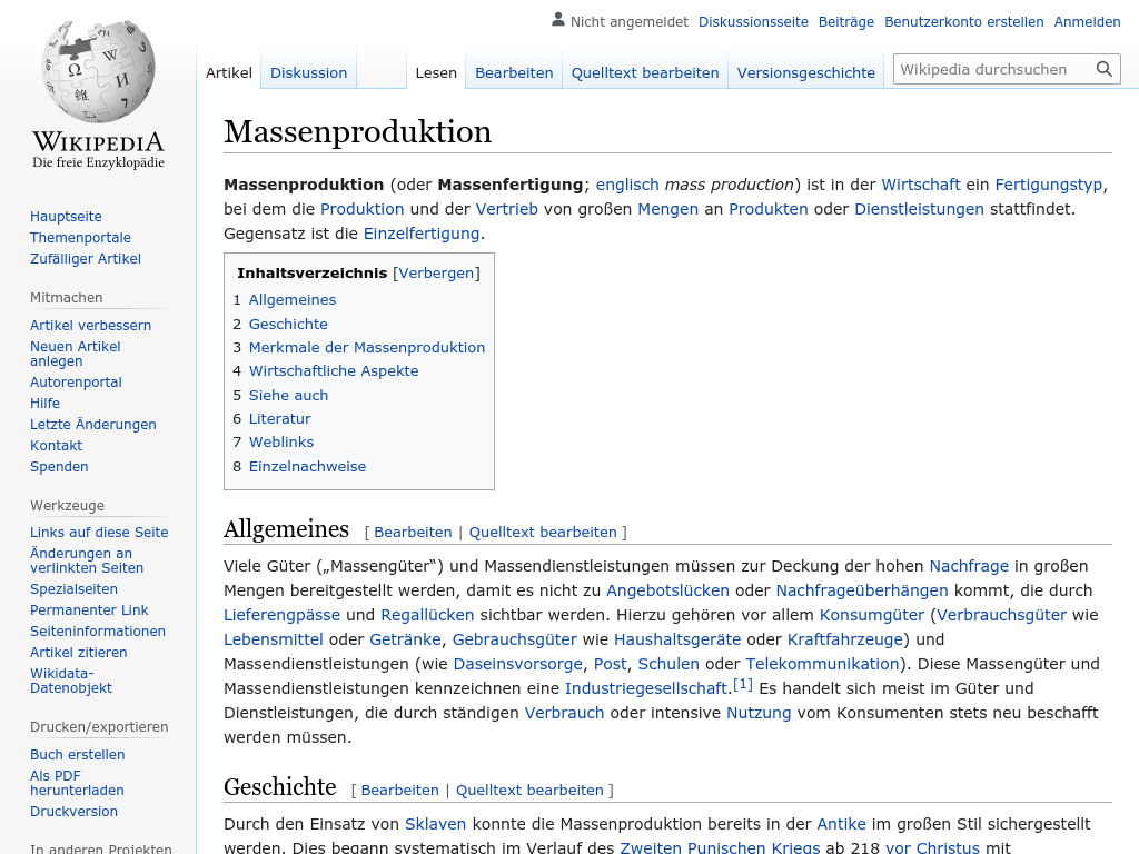 Cover: Massenproduktion - wikipedia.org