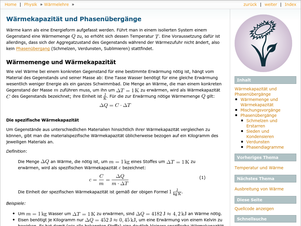Cover: Wärmekapazität und Phasenübergänge — Grundwissen Physik