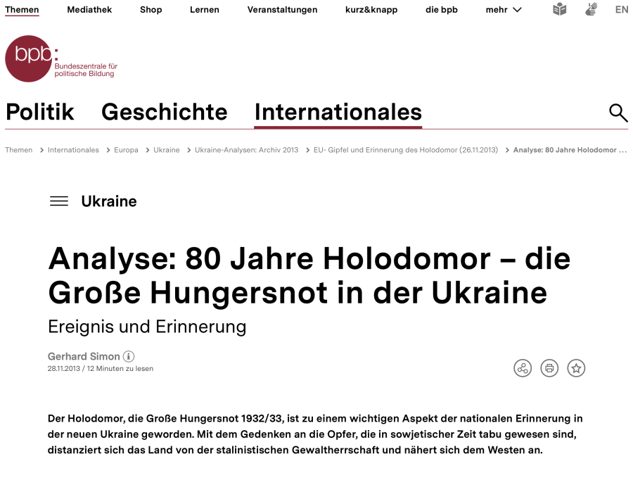 Cover: Analyse: 80 Jahre Holodomor – die Große Hungersnot in der Ukraine