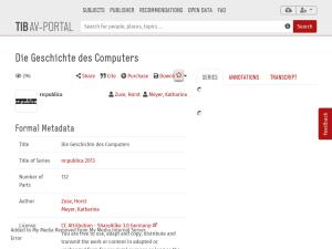 Cover: Die Geschichte des Computers - TIB AV-Portal