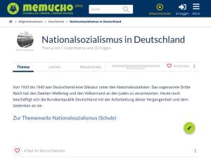 Cover: Lernsitzung: Nationalsozialismus in Deutschland - memucho