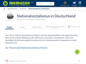 Cover: Lernsitzung: Nationalsozialismus in Deutschland - memucho