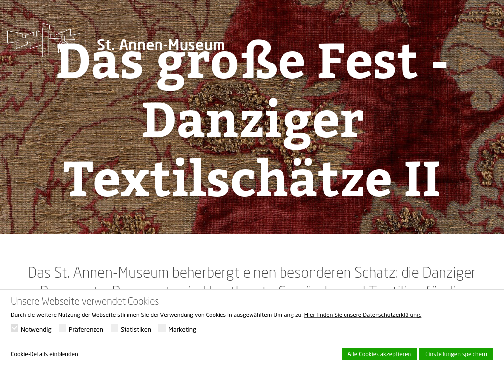 Cover: Das große Fest | Danziger Textilschätze II | St. Annen-Museum | Die Lübecker Museen