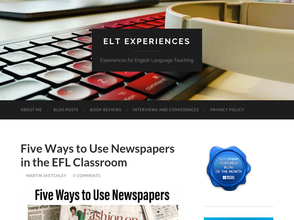 Cover: Five Ways to Use Newspapers in the EFL Classroom – ELT Experiences