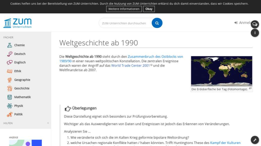 Cover: Weltgeschichte ab 1990 - ZUM-Unterrichten