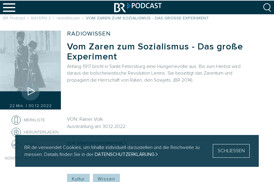 Cover: Vom Zaren zum Sozialismus - Das große Experiment