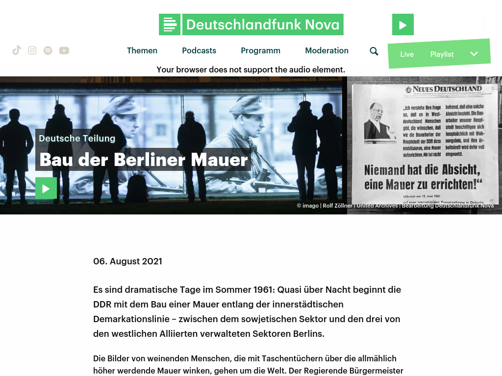 Cover: Deutsche Teilung - Bau der Berliner Mauer