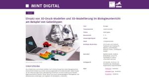 Cover: Einsatz von 3D-Druck-Modellen und 3D-Modellierung im Biologieunterricht am Beispiel von Gelenktypen - MINTdigital