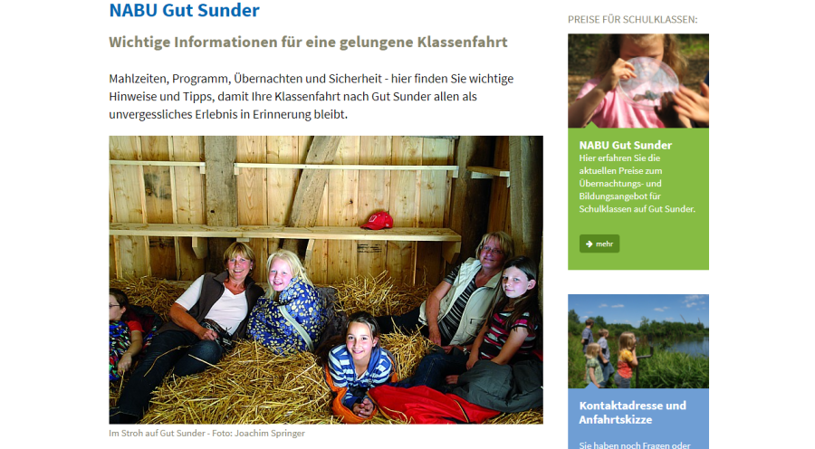 Cover:  Klassenfahrten - NABU Niedersachsen