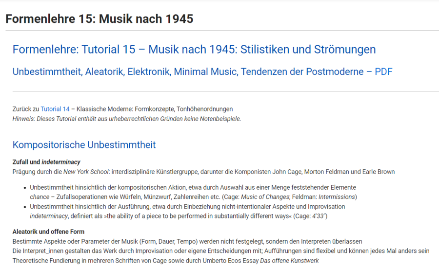 Cover: Formenlehre: Tutorial 15 – Musik nach 1945: Stilistiken und Strömungen