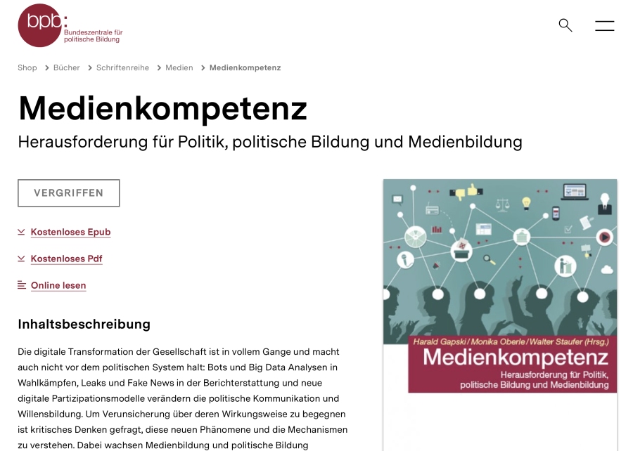 Cover: Medienkompetenz | bpb