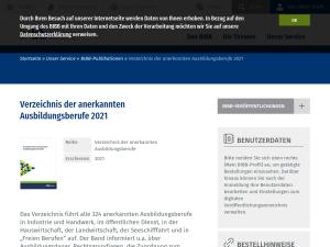 Cover: BIBB / Verzeichnis der anerkannten Ausbildungsberufe 2021