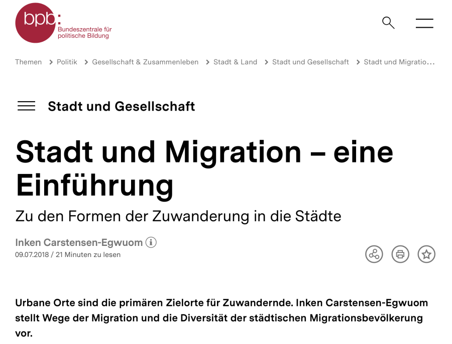 Cover: Stadt und Migration – eine Einführung | bpb.de