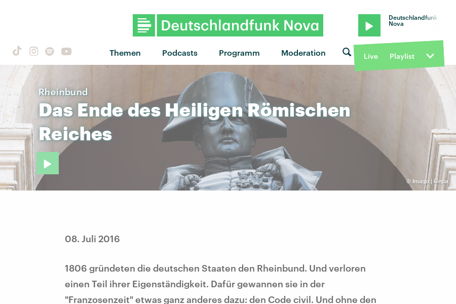 Cover: Das Ende des Heiligen Römischen Reiches· Dlf Nova