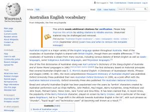 Cover: Australian English vocabulary