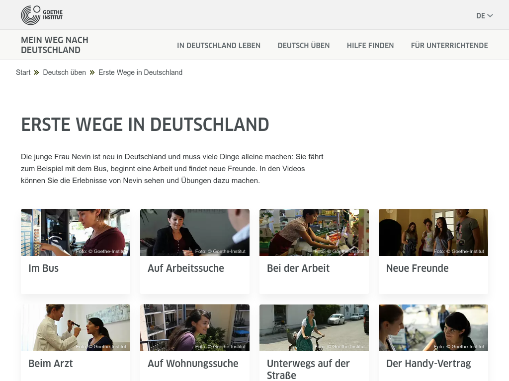Cover: Erste Wege in Deutschland | Miniserie | Goethe-Institut