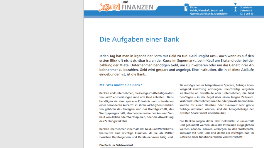 Cover: Die Aufgaben einer Bank