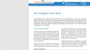 Cover: Die Aufgaben einer Bank