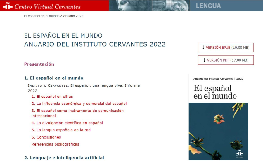 Cover: El español en el mundo 2022 | Anuario del Instituto Cervantes