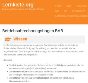 Cover: Betriebsabrechnungsbogen (BAB) – Lernkiste.org