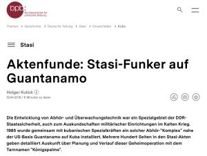 Cover: Aktenfunde: Stasi-Funker auf Guantanamo | bpb