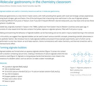 Cover: Molecular gastronomy in the chemistry classroom | www.scienceinschool.org