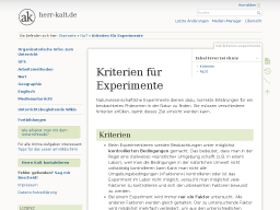 Cover: Kriterien für Experimente [herr-kalt.de]
