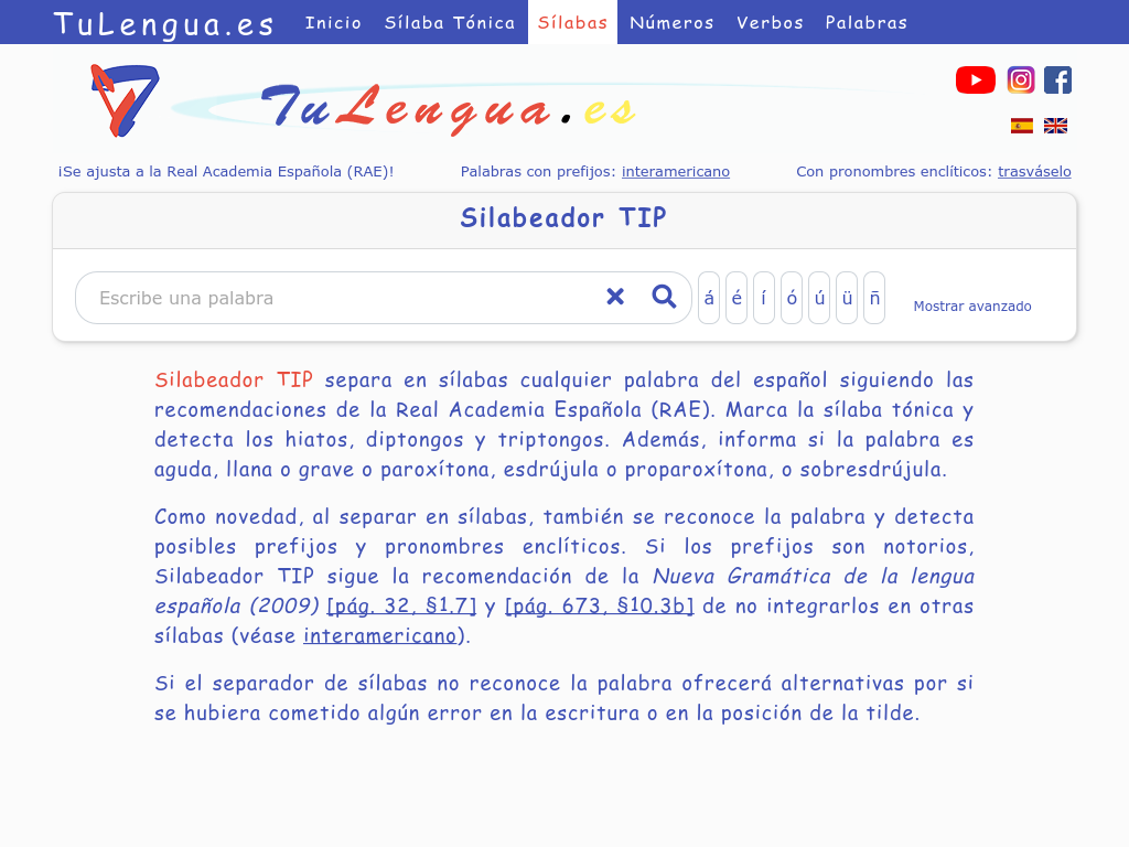 Cover: Silabeador TIP | Separar en sílabas palabras en español
