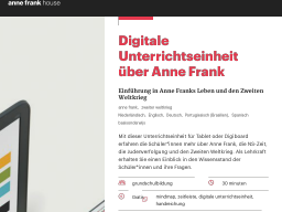 Cover: Digitale Unterrichtseinheit über Anne Frank