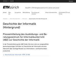 Cover: Geschichte der Informatik (Hintergrund) – EducETH - ETH-Kompetenzzentrum für Lehren und Lernen | ETH Zürich