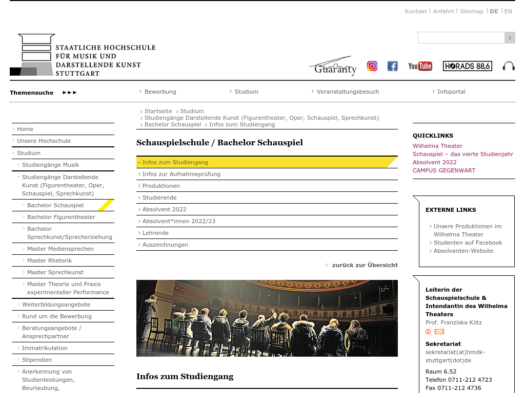 Cover: HMDK Stuttgart - Studiengang Schauspiel