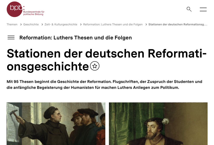Cover: Stationen der deutschen Reformationsgeschichte | bpb