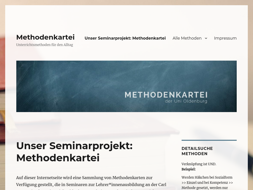 Cover: Methodenkartei | Universität Oldenburg