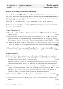 Cover: Schriftliche Abituraufgaben Niedersachsen 2017 Chemie Kurs auf erhöhtem Anforderungsniveau (eA) mit Experimentieren Aufgabe 1