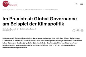 Cover: Im Praxistest: Global Governance am Beispiel der Klimapolitik | Bundeszentrale für politische Bildung