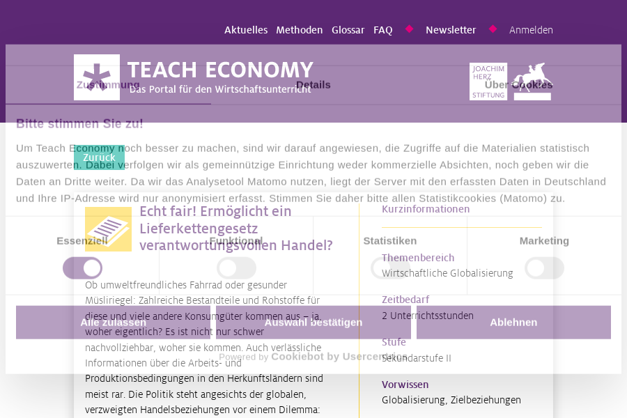 Cover: Lieferkettengesetz: kostenloses Unterrichtsmaterial - Teach Economy