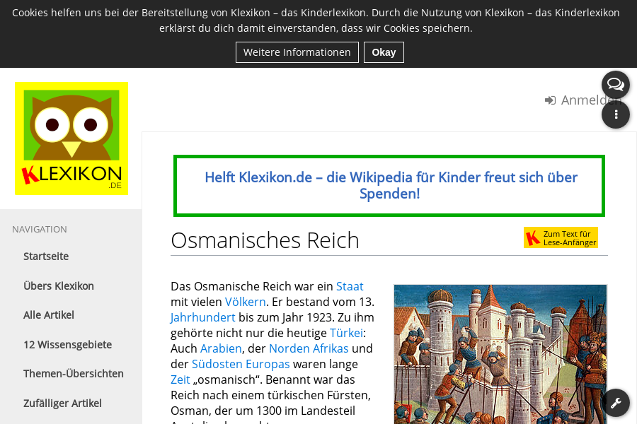 Cover: Osmanisches Reich – Klexikon – das Kinderlexikon