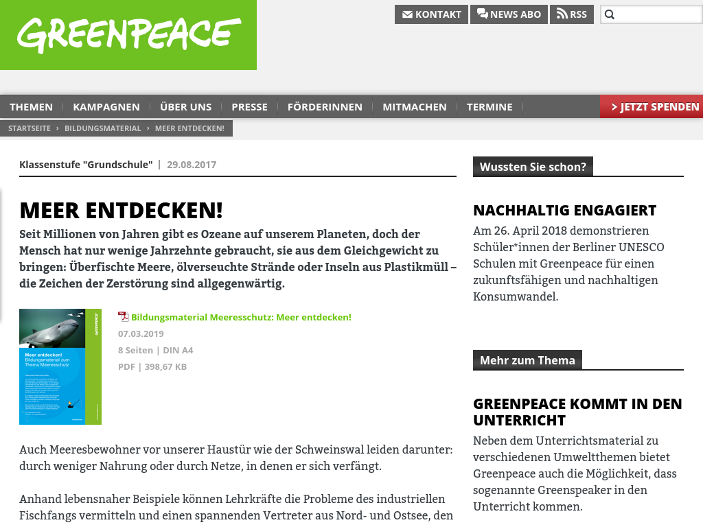 Cover: Meer entdecken! | Greenpeace