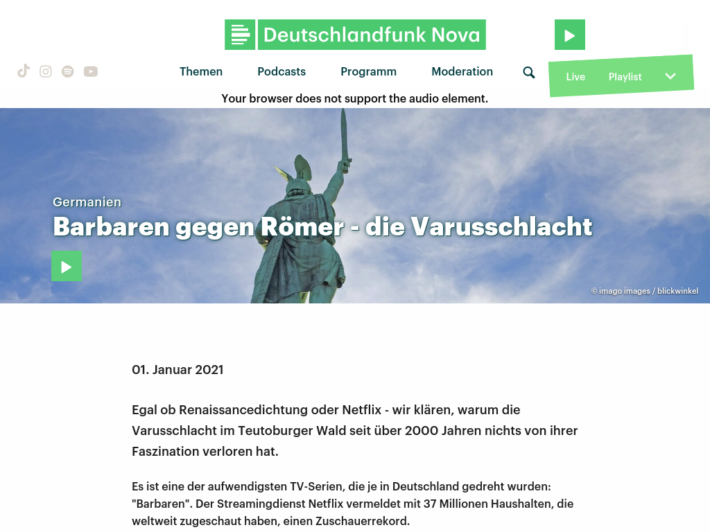 Cover: Germanien - Barbaren gegen Römer - die Varusschlacht
