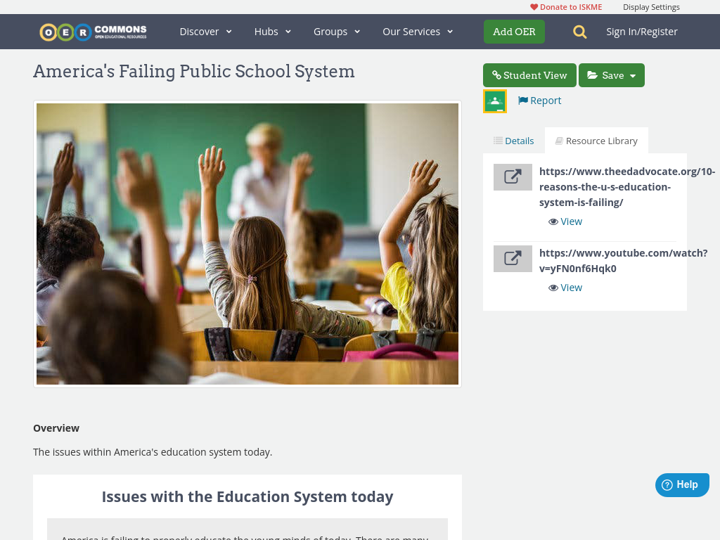 Cover: America's Failing Public School System | OER Commons