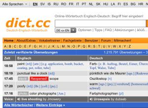 Cover: dict.cc | Online-Wörterbuch in unterschiedlichsten Sprachkombinationen